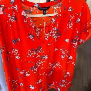 Banana Republic Vibrant Red Floral Blouse
